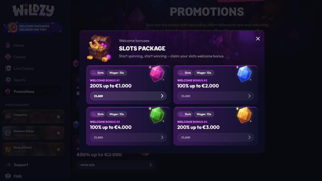 Wildzy - Standout Credit Card Casino for High Value Bonuses